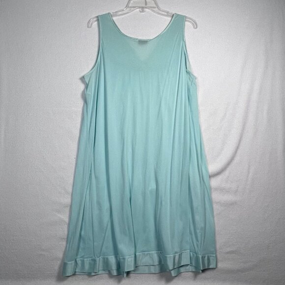 Vintage Vanity Fair Nightie Blue Sleeveless Nylon Nightgown LG USA - Picture 7 of 14